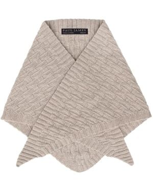 Paul James Knitwear Merino Cashmere Blythe Textured Triangle Scarf - Grey