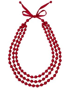Silk and Bears Crimson Hand-Knotted Silk Bead Necklace – Triple Strand - Red