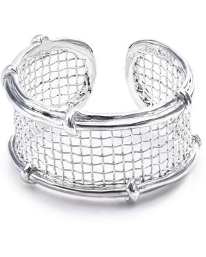 German Kabirski Netta Minimalist And Titanium Mesh Adjustable Open Band Ring - White