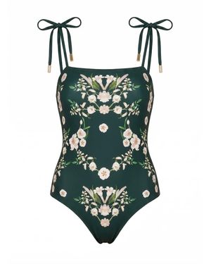 Jessie Zhao New York Lily Garden Reversible One Piece Swimsuit - Green