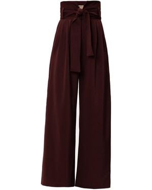 Julia Allert High Waist Long Wide Leg Pants – Burgundy - Purple