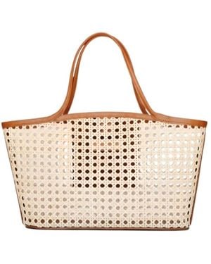 OhSun Neutrals Alex Rattan & Leather Bucket - Metallic