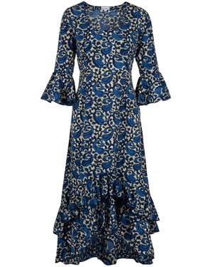 At Last Victoria Midi Dress Swirl - Blue