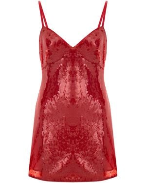Pcfg Sequin Cross Strap Mini Dress - Red