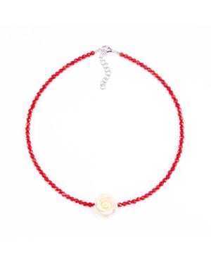 Mineralgems•Studio Coral Choker With Rose - Red