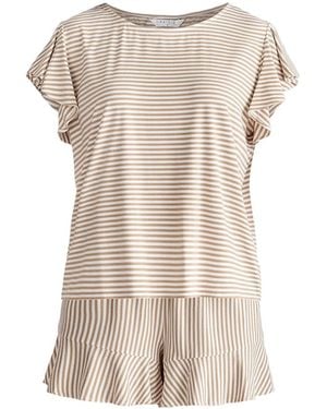 Paisie Frill Pajama T-Shirt And Shorts - Natural