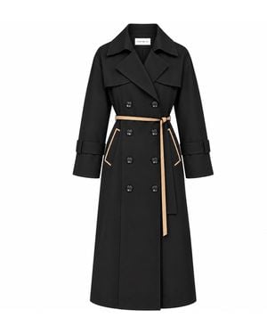 Smart and Joy Trench Coat With Contrast Belt - Black