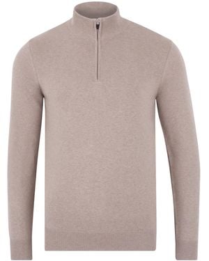 Paul James Knitwear Lightweight Foster Cotton Zip Neck Jumper - Grey
