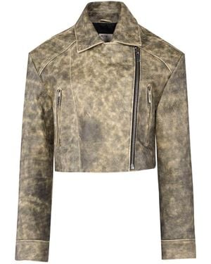 Pcfg Your Itch Wash Effect Leather Jacket - Green