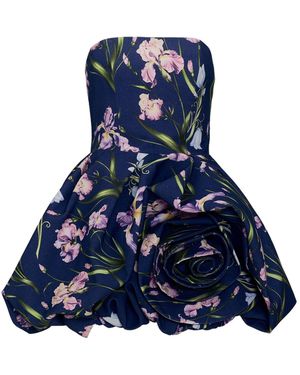 Justin Tong Isla Linen Bubble Dress - Blue