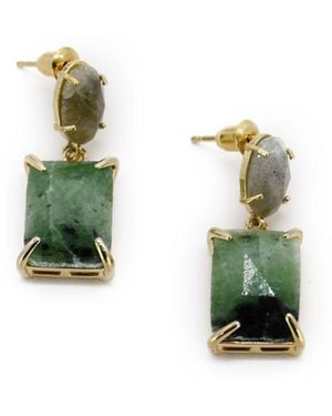 ADIBA Labradorite & Jade Agate Handmade Drop Earring - Green