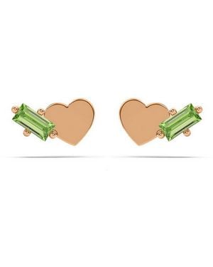 Onia Peridot Heart Studs - Metallic