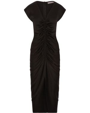 The Summer Edit Rudi Hammered Silk Ruched Dress - Black