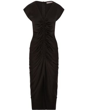 The Summer Edit Rudi Hammered Silk Ruched Dress - Black