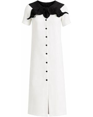Julia Allert Straight Midi Shirt Dress With Adjustable Collar – - White
