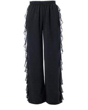 concept A trois Wide Leg Trousers With Ruffles - Blue