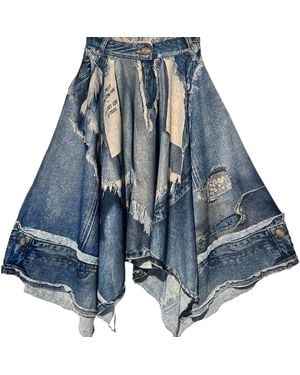 Ipng Design Skirt Square Denim Print Basics - Blue