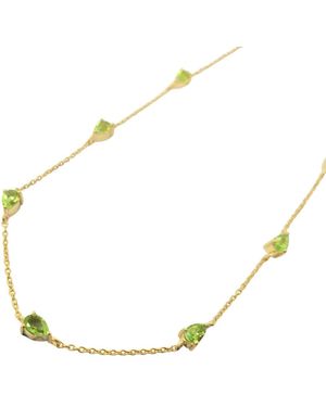 Harfi Peridot August Birthstone Minimalist Vermeil Plated Necklace - Metallic