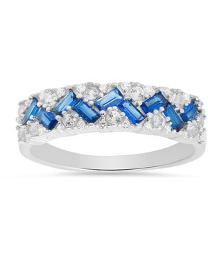 Kylie Harper Sterling Baguette-Cut Sapphire Band Ring - Blue