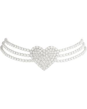Maison De Gala Crystal Heart Multi-Row Choker - White