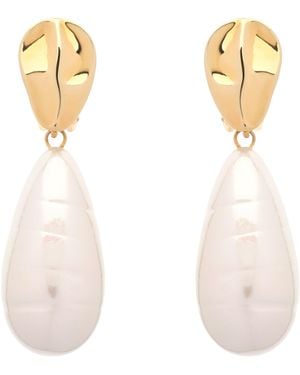 Emma Holland Jewellery Large Baroque Drop Clip Earrings - White