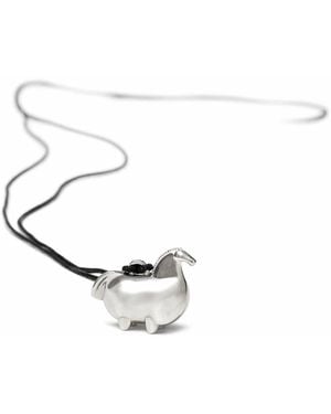 Pearl Code Artisanal Horse Pendant – Symbolic Necklace With Cord - White