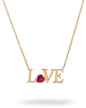 Ebru Jewelry Ruby Love Letter Necklace - Metallic