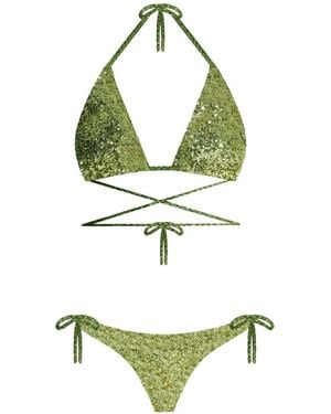 Nur Karaata Verde Triangle Bikini Set - Green