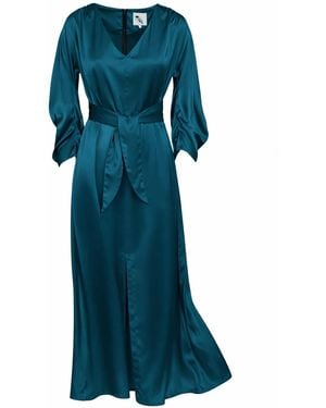 Julia Allert Satin Ankle-Length Dress With Belt - Green