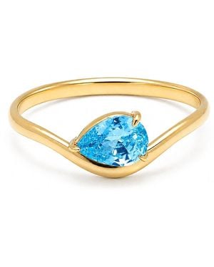 Belinda Jewelz Swiss Wavy Solitair Birthstone Ring - Blue
