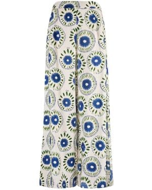 Traffic People When I Close My Eyes And Print Rene Wide Leg Pants - Blue