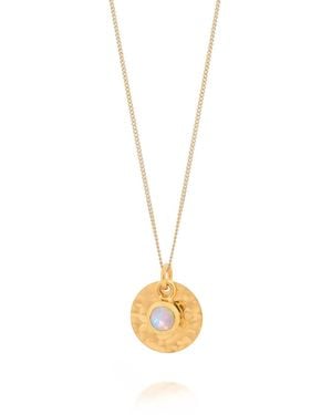 Nellou Jewellery Ethiopian Opal Luna Disc Necklace - Metallic