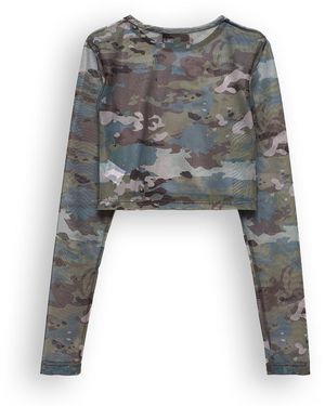 Come on Camo Tulle Crop Top - Gray
