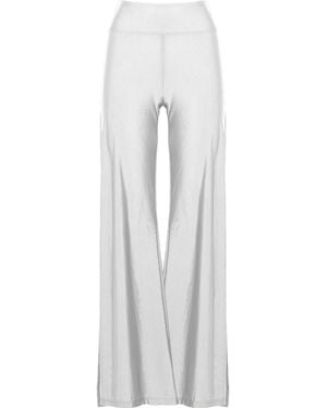 ANTONINIAS Cleo High Waisted Stretch Wide Leg Pants With Side Slit - Gray