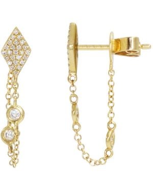 KAMARIA Kite Chain Stud Diamond Earrings - Metallic