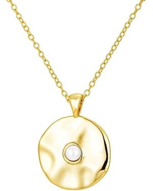 Nazzar Hammered Coin Pearl Pendant Necklace - Metallic