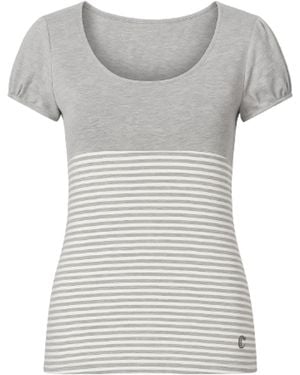 Conquista Striped Short Sleeve Top - Grey