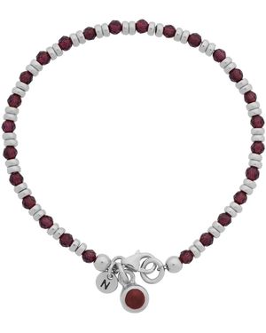 Nellou Jewellery Linear Linear January Birthstone Bracelet Garnet Sterling - Metallic