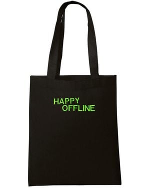 Quillattire 'Happy Offline' Embroidered Tote Bag - Black