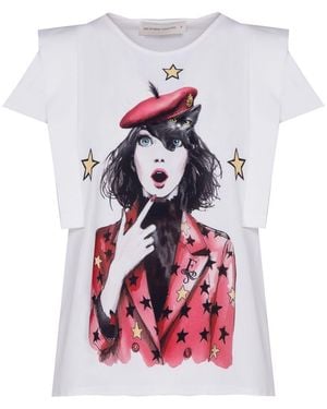 The Extreme Collection Printed T-Shirt With Layered Shoulders