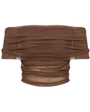Thisisu Collection Sheer Crop Top - Brown