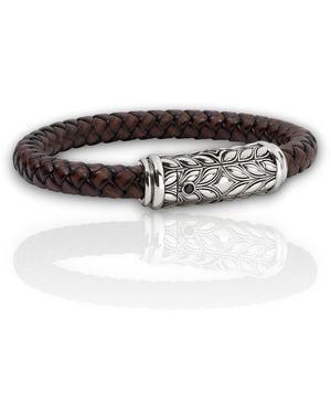 Daneila Léon Sterling Leather Bracelet With Diamonds - Black