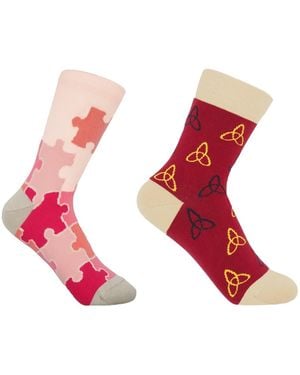 Peper Harow - Made in England Jigsaw & Tri Socks Bundle - Pink