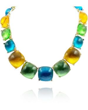 Michael Nash Jewelry Multi Colour Cushion Shaped Resin Necklace - Blue