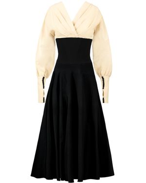 ALINA CERNĂTESCU Signora & Midi Cotton Corset Dress - Black