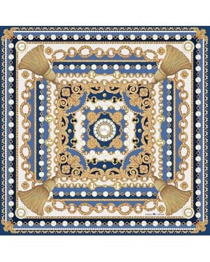 Emily Carter The Pearl Baroque Silk Scarf Sapphire - Metallic