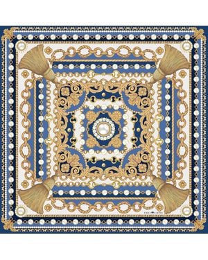 Emily Carter The Pearl Baroque Silk Scarf Sapphire - Metallic