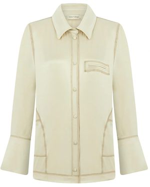 Nocturne Neutrals Contrast Topstitched Shirt - White