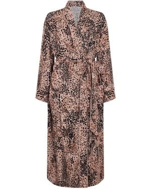 Lily and Lionel Corina Kimono Style Animal Print Robe - Brown