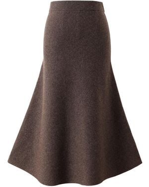 Fully Fashioning Efea Flared Cashmere Skirt - Brown